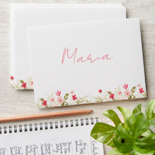 Pink Wildflower Custom Logo White Envelope