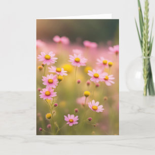 Pink Wildflower Daisy Field for Sympathy Card