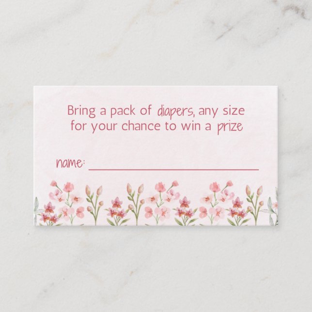 Pink Wildflower Garden Diaper Raffle Enclosure (Front)