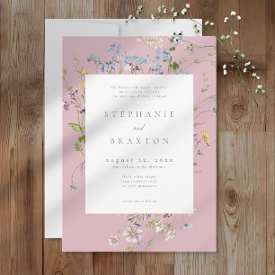 Pink Wildflower Garden Elegant Wedding Invitation
