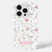 Pink Wildflower Garden Monogrammed