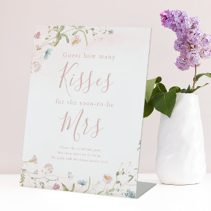 Pink Wildflower guess how many kisses game sign