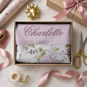Pink Wildflower Monogram Gift Wrap Design Tissue Paper