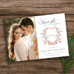 Pink Wildflower Monogram Watercolor Photo Crest Save The Date<br><div class="desc">Pastel Wildflower watercolor Collection- it's an elegant watercolor Illustration of pink blush watercolor delicate wildflowers with a modern minimal touch. Perfect for your modern floral wedding & parties. It’s very easy to customize,  with your personal details. If you need any other matching product or customization,  kindly message via Zazzle.</div>