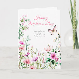 Pink Wildflower Mother's Day Card