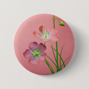 Pink Wildflower on Burgundy 2 Inch Round Button