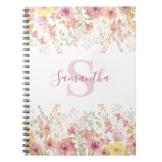 Pink Wildflower Personalized  Notebook (Front)