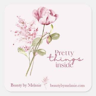 Pink Wildflower Pretty Things Inside Square Sticke Square Sticker