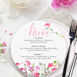 Pink Wildflower Pretty Wedding Shower Menu<br><div class="desc">Wildflower Menu for your wedding, bridal shower etc, with dainty floral frame of pretty pink wild flowers. Menu is lettered in elegant calligraphy. Soft feminine design with delicate and airy watercolor wildflowers in shades of pink. Nature inspired botanical design with romantic country garden blooms and flower spikes. Please browse my...</div>