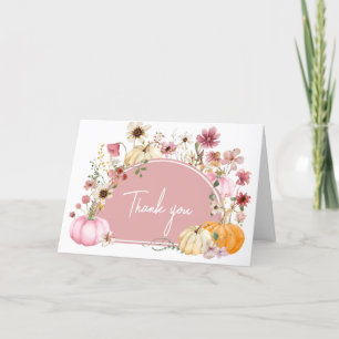 Pink Wildflower Pumpkin Baby Shower Thank You Card