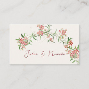 Pink Wildflower Rose Spring Garland Wedding Place Card