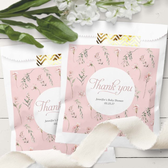 Pink WIldflower Sage Green Greenery Pattern Favour Bag (Creator Uploaded)
