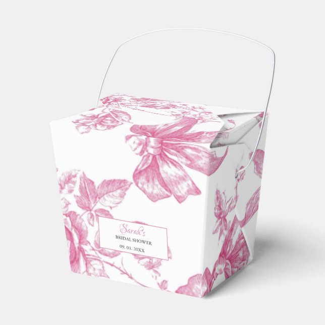 Pink Wildflower Tea Bridal Shower Favor Box (Front Side)