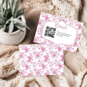 Pink Wildflower Tea bridal shower registry Details Enclosure Card