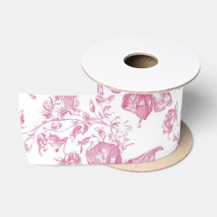 Pink Wildflower Tea Bridal Shower Satin Ribbon
