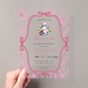 Pink Wildflower Tea Party Bridal Shower Invitation