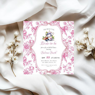 Pink Wildflower Tea Party Bridal Shower Invitation