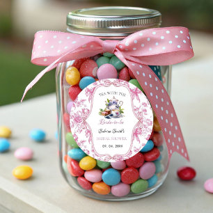 Pink Wildflower Tea Party Bridal Shower Party Classic Round Sticker