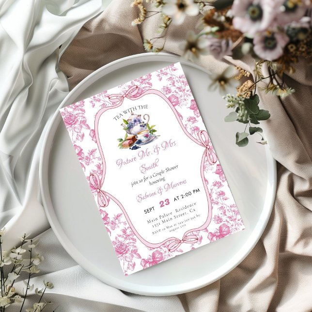 Pink Wildflower Tea Party Couple Shower Invitation (Creator Uploaded)