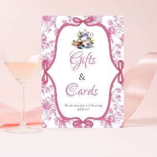 Pink Wildflower Tea Party Gifts & Card Sign