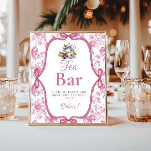 Pink Wildflower Tea Party Mimosa Bar Sign
