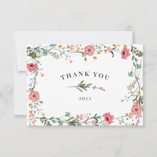 Pink Wildflower Thank You Card