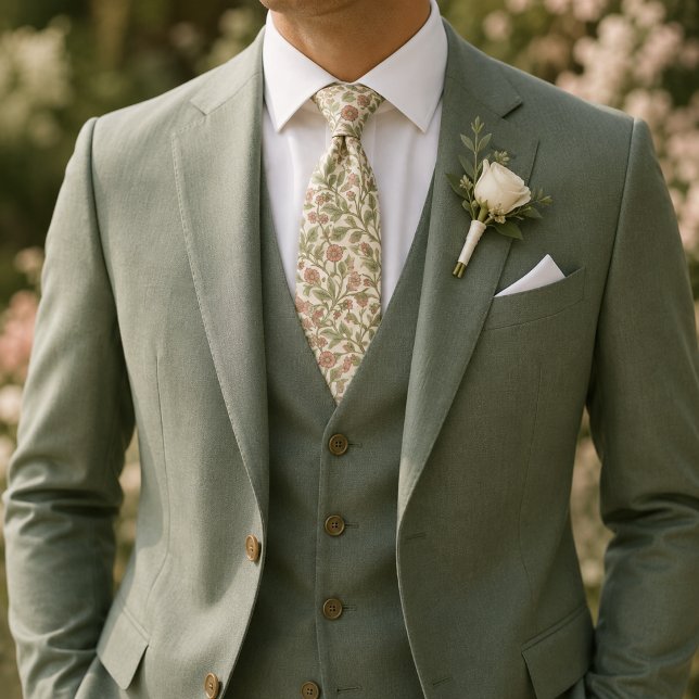 Pink Wildflower Vine Pattern Tie (Creator Uploaded)