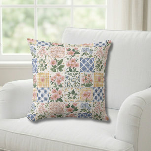 Pink Wildflower Watercolor Floral Throw Pillow