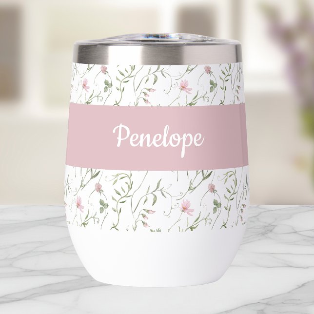 Pink Wildflower Watercolor Monogram Name (Creator Uploaded)