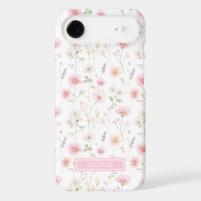 Pink Wildflower Watercolor Monogrammed (Back)