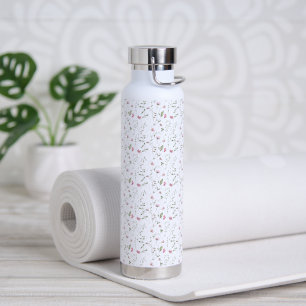 Pink Wildflower Watercolor Water Bottle