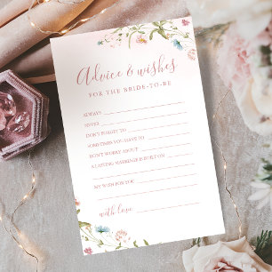 Pink Wildflower wedding advice & wishes card