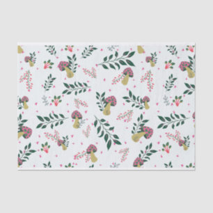 Pink Wildflowers and Whimsical Mushrooms Garden Tissue Paper