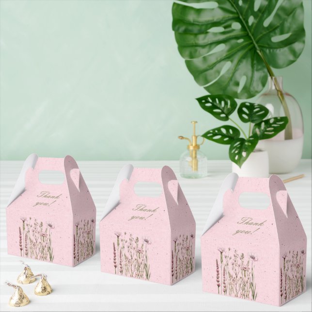 Pink Wildflowers Border On a Pink Background Favor Box (Multiple)