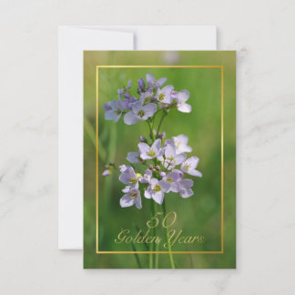 Pink wildflowers Golden Wedding party invitation