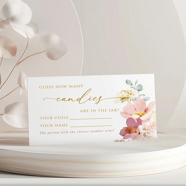 Pink Wildflowers How Many Candies Shower Game card (Creator Uploaded)