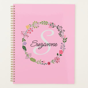 Pink WildFlowers Personalized Monogrammed Planner