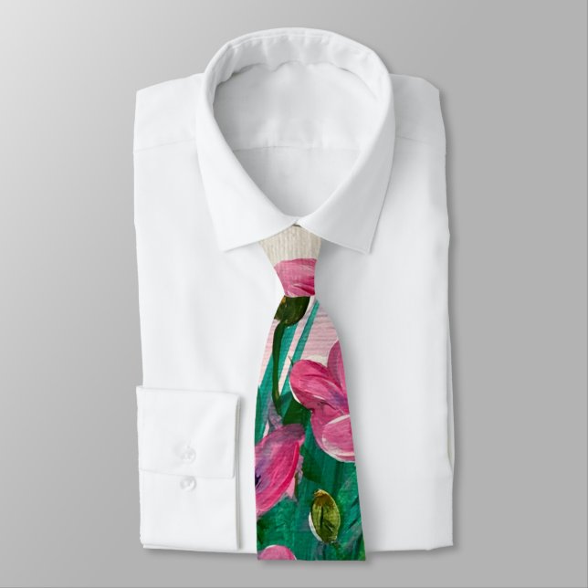 Pink Wildflowers Tie (Tied)