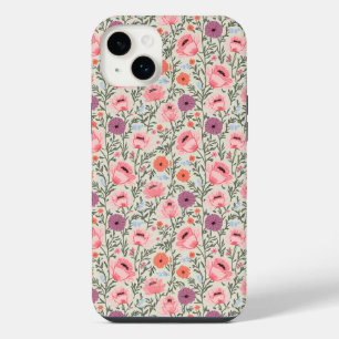 Pink Wildflowers Watercolor iPhone 14 Plus Case