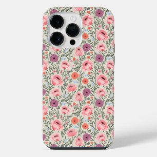 Pink Wildflowers Watercolor iPhone 14 Pro Max Case