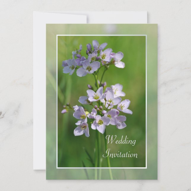 Pink wildflowers wedding invitation (Front)