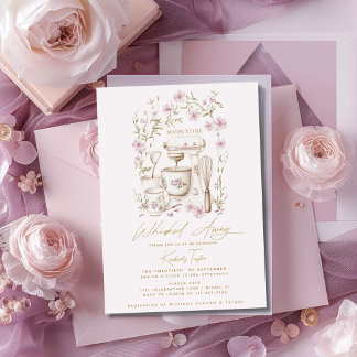 Pink Wildflowers Whisked Away Bridal Shower Invitation