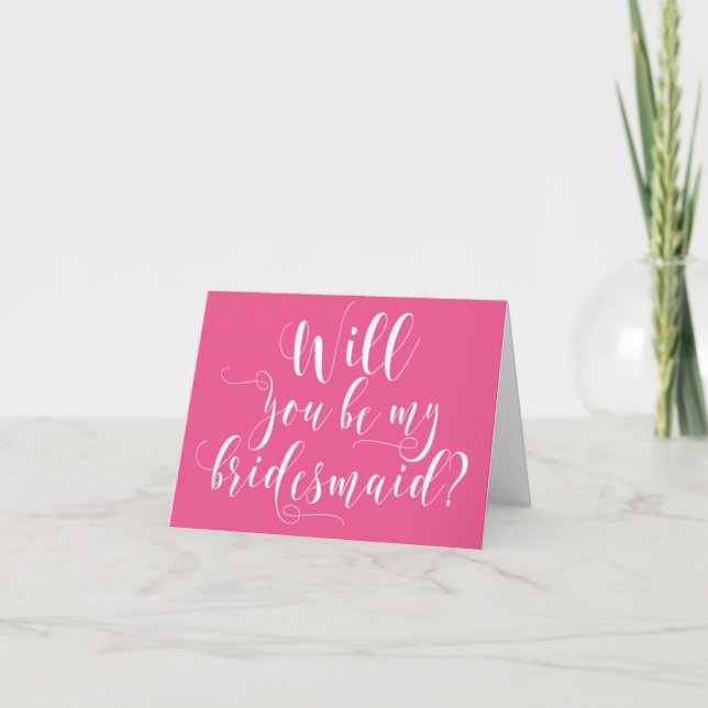 Pink Will You Be My Bridesmaid Personalized Invitation (Front)