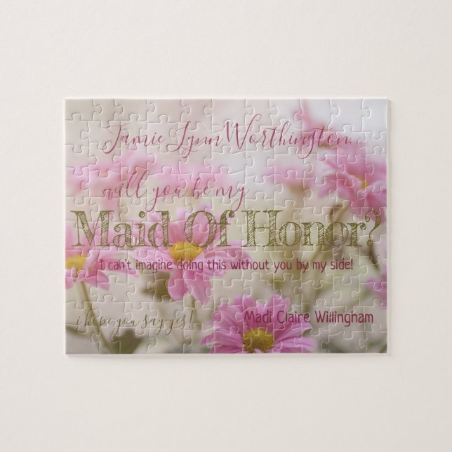 Pink Will you be My Maid of Honor Jigsaw Puzzle (Horizontal)