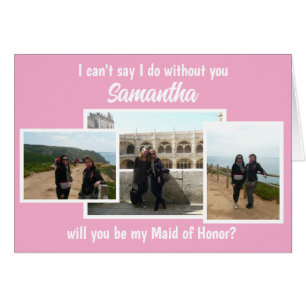 Pink Will you be my Maid of Honour Folded Card