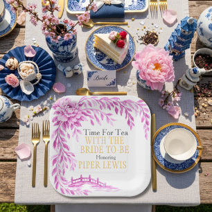 Pink willow Rose bridge Tea Time Paper Plate