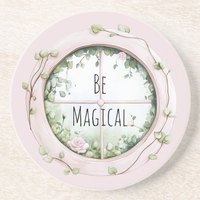 Pink Window Magical Floral Coaster (Front)