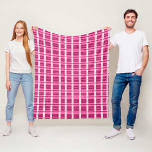 Pink Window Pane Contemporary Print Fleece Blanket