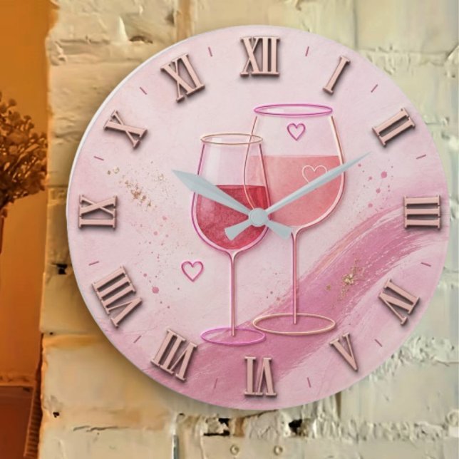 Pink Wine Glass Large Clock (Creator Uploaded)