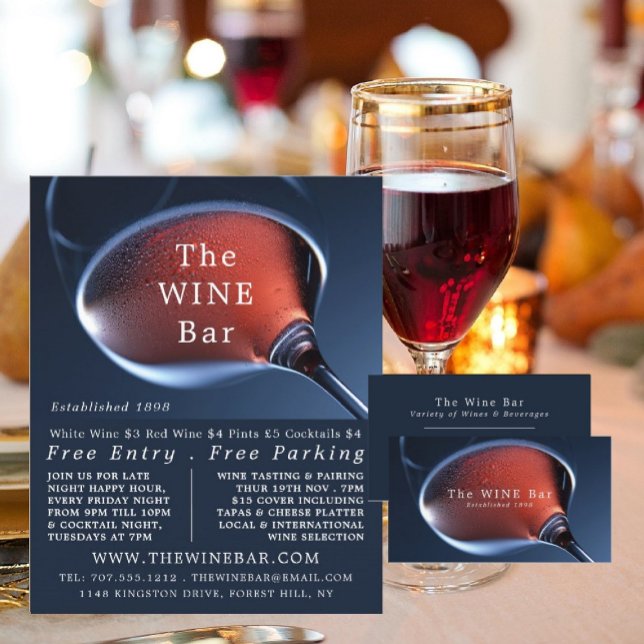 Pink Wine Glass, Wine Bar/Winery Business Card (Creator Uploaded)
